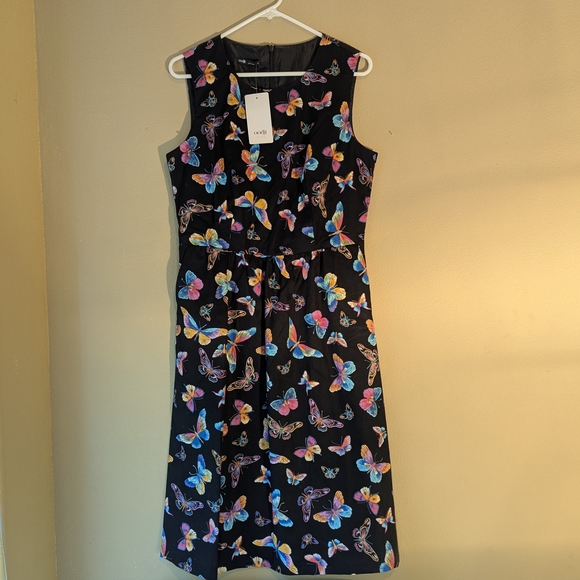 Black Sheath Dress With Butterfly Pattern - Picture 1 of 16